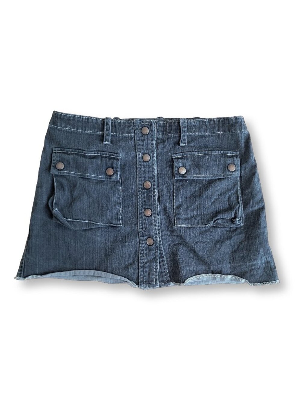Development Denim Cargo Mini Skirt Gray Button Front Y2K Utility Skirt (6)